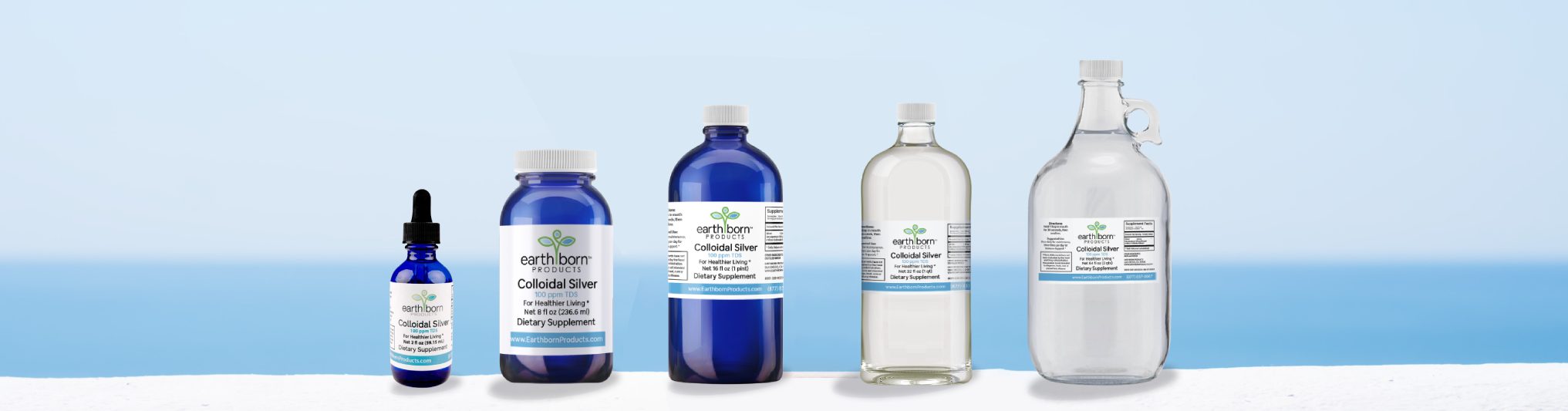Earthborn Products Colloidal Silver bottle family slider