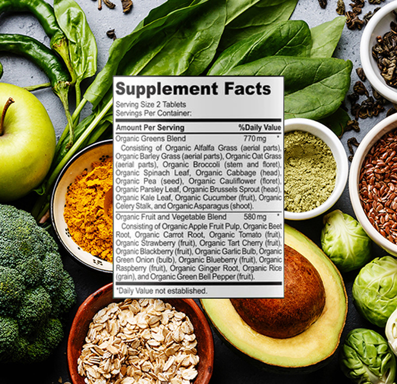number one nutrition superfood greens supplement facts