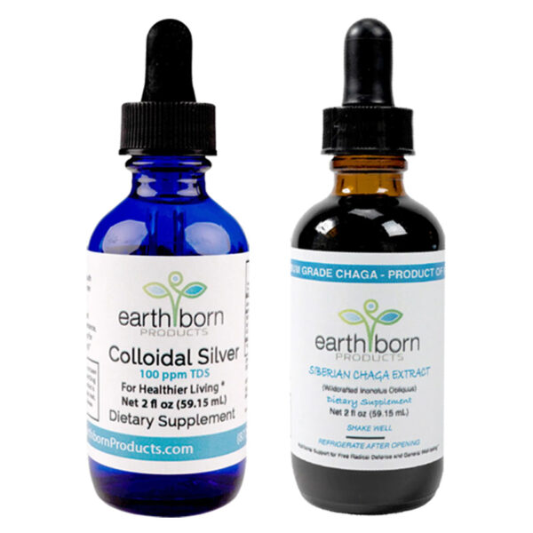 Immunity plus pairing of colloidal silver and siberian chaga by Earthborn Products